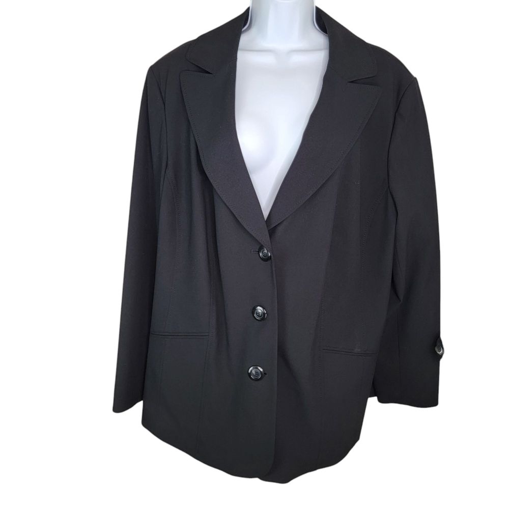 Semantiks Black Plus Size Notch Collar Suit Jacket Blazer 22w